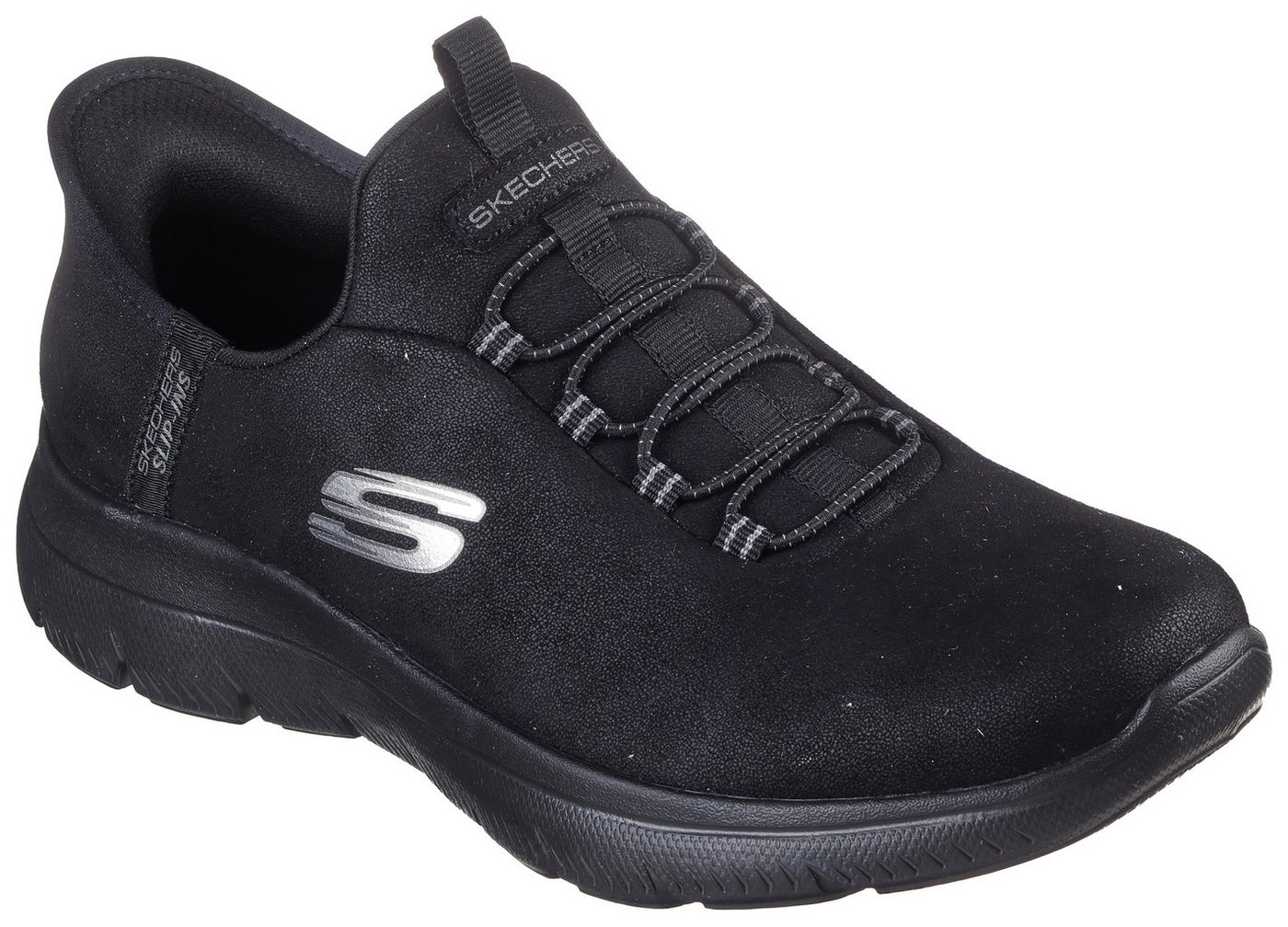 Skechers SUMMITS Slip-On Sneaker Slipper, Freizeitschuh, Halbschuh in veganer Verarbeitung (schwarz)