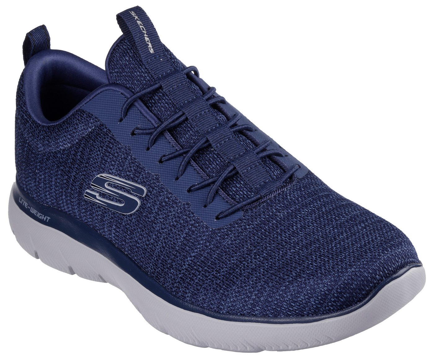 Skechers SUMMITS- Slip-On Sneaker, Slipper, Freizeitschuh, Halbschuh mit Elastic Schnürsenkel (blau/grau)