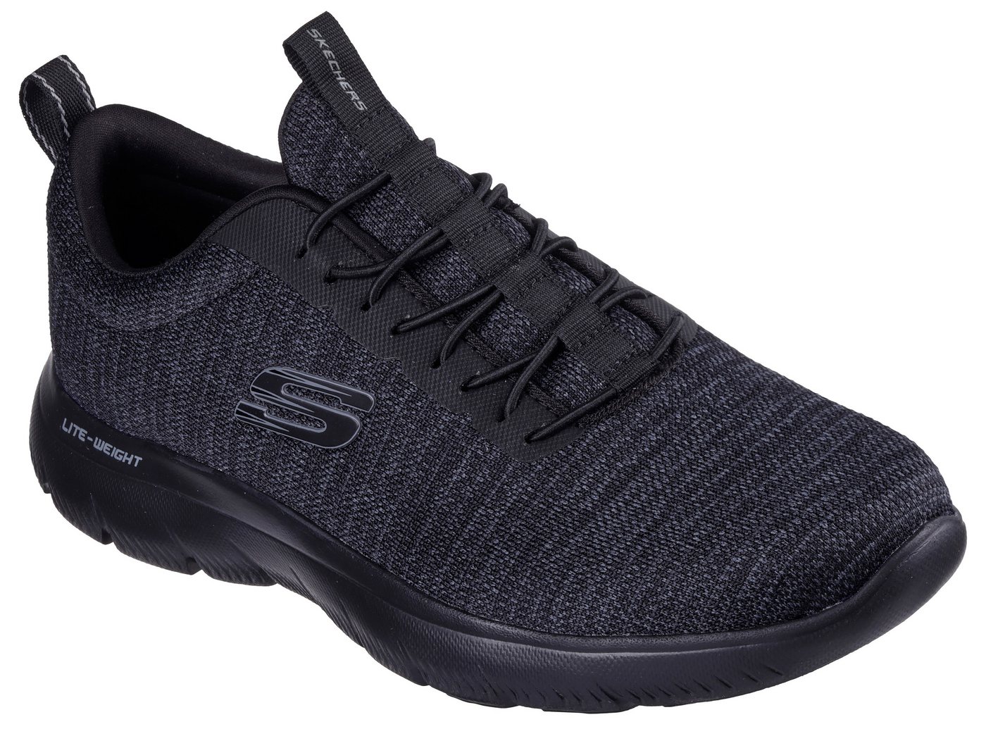 Skechers SUMMITS- Slip-On Sneaker, Slipper, Freizeitschuh, Halbschuh mit Elastic Schnürsenkel (schwarz)
