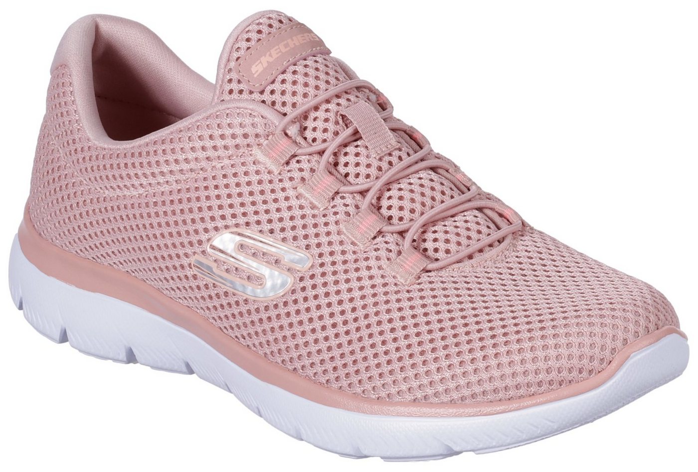 Skechers Summits Slip-On Sneaker Slipper, Freizeitschuh, Komfortschuh mit gepolstertem Schaftrand (rosa)