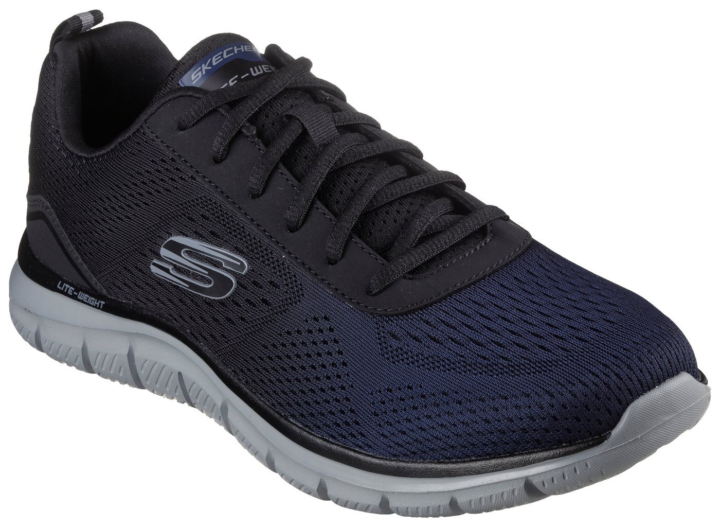 Skechers TRACK-RIPKENT Sneaker Freizeitschuh, Halbschuh, Schnürschuhin veganer Verarbeitung (blau/schwarz)
