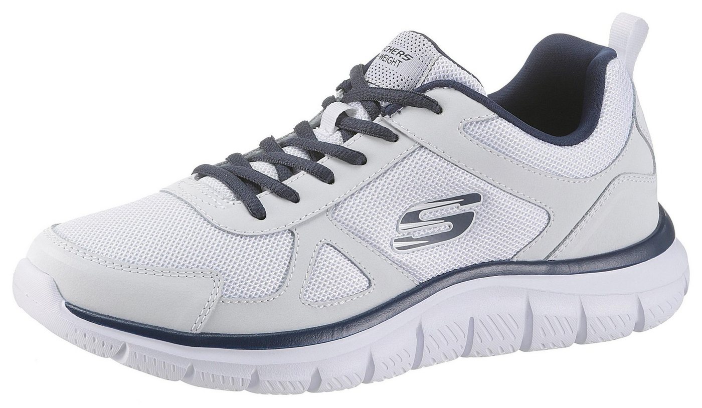 Skechers Track-Scloric Sneaker, Freizeitschuh, Halbschuh, Schnürschuh mit Skechers Memory Foam (weiß/blau)