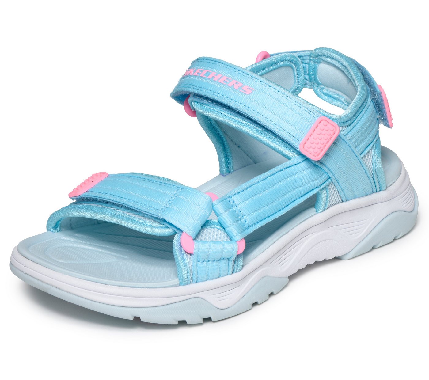 Skechers TREAD SEEKER Sandale Sommerschuh mit Klettverschluss, Größenschablone zum Download (blau/rosa)
