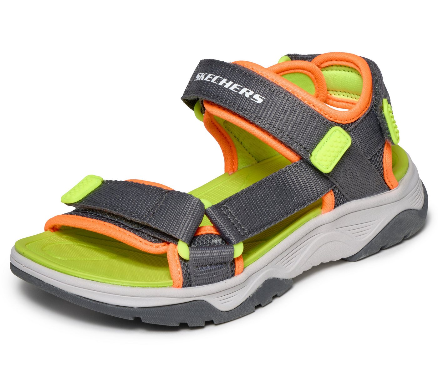 Skechers TREAD SEEKER Sandale Sommerschuh mit Klettverschluss, Größenschablone zum Download (grau/orange)