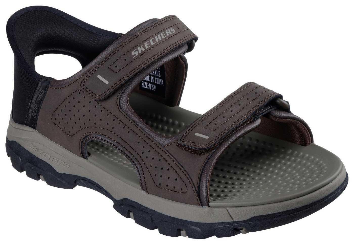 Skechers TRESMEN-REECE Outdoorsandale, Trekking Sandale, Outdoorschuh mit Heel Pillow Funktion (braun)