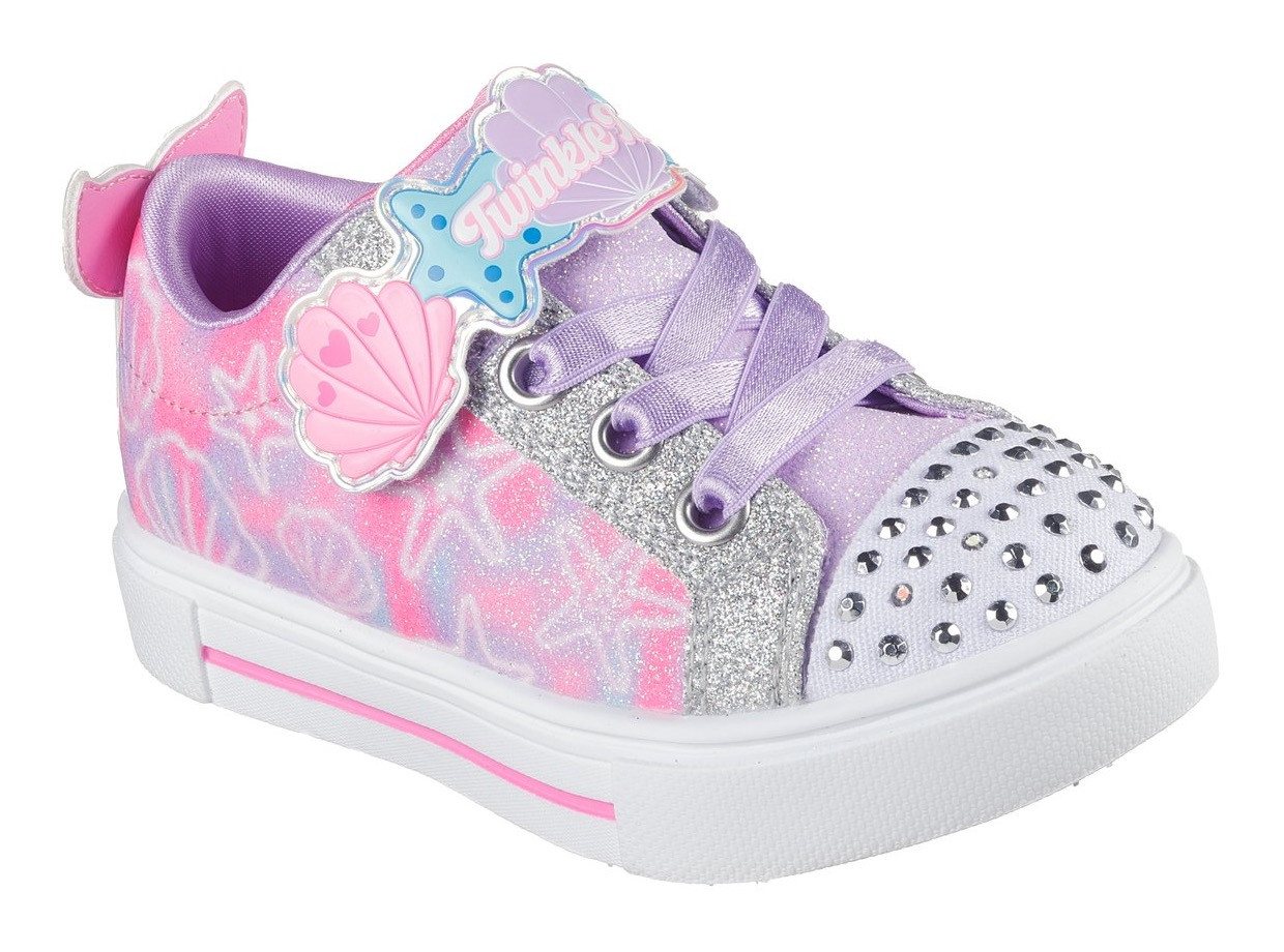 Skechers TWINKLE SPARKS LIGHTS Lauflernschuh Sneaker,Blink,-Klettschuh mit Glitzer, Größenschablone zum Download (lila)