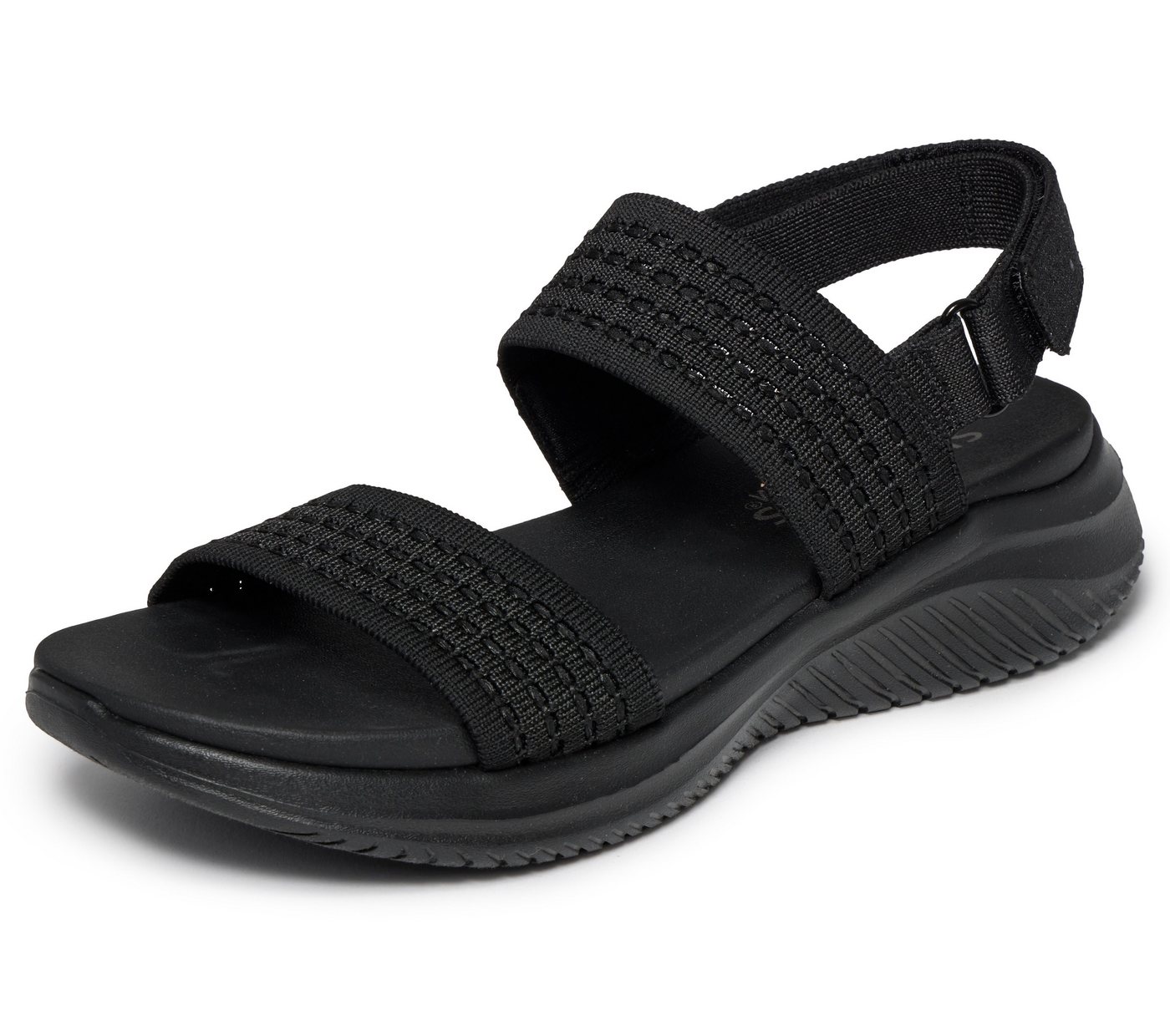 Skechers ULTRA FLEX 3.0 SANDAL Sandale Sommerschuh, Freizeitschuh mit Klettverschluss (schwarz)