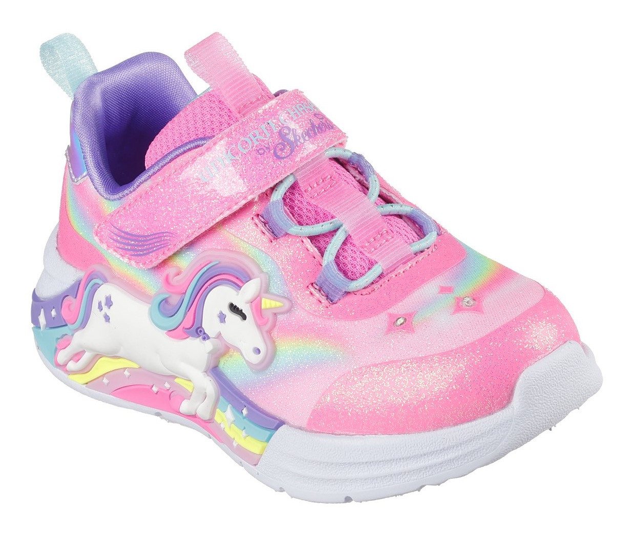 Skechers UNICORN CHASER LIGHTS Lauflernschuh, Babyschuh, Blinkschuh m. Einhornmotiv, Größenschablone zum Download