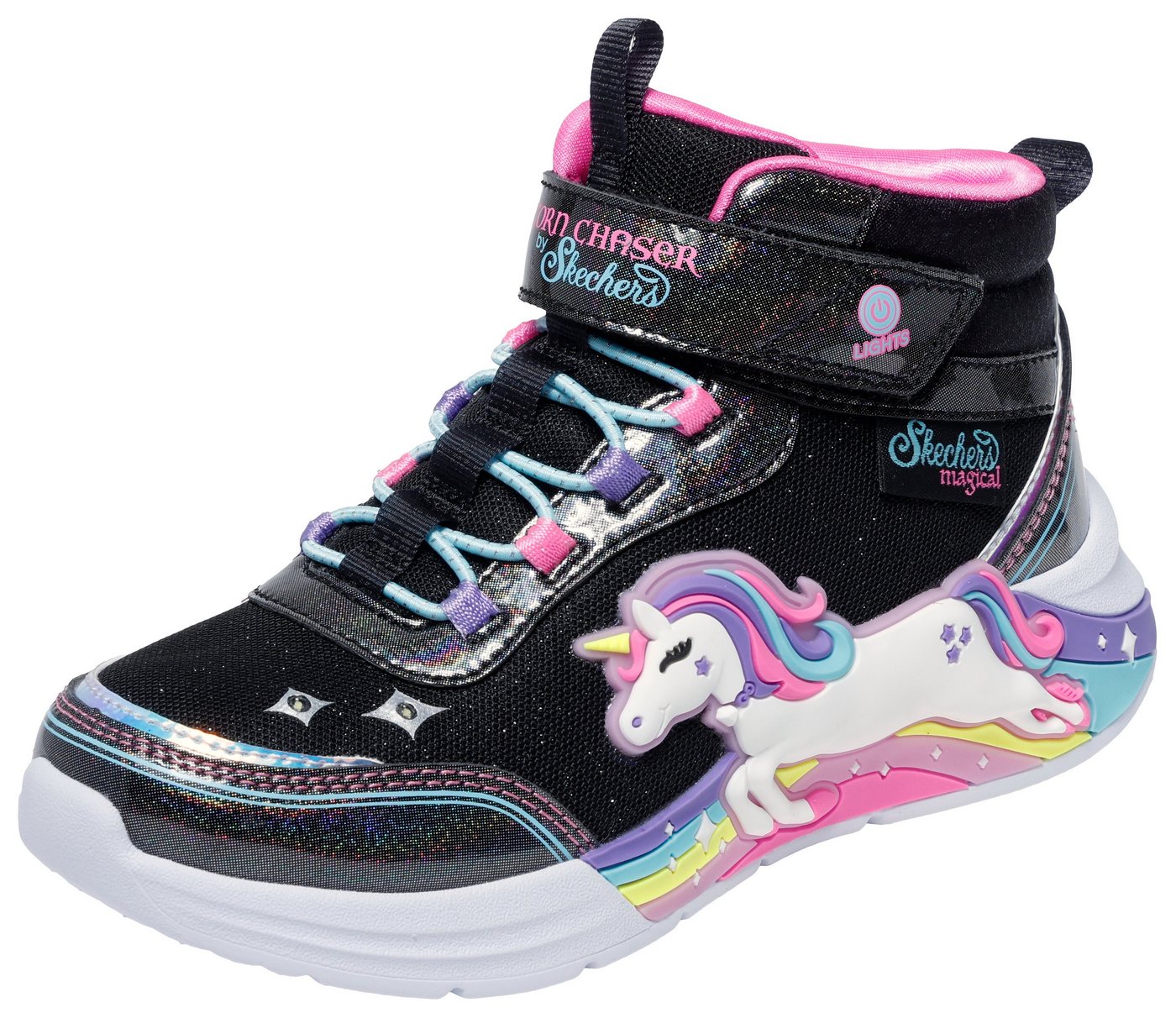 Skechers UNICORN CHASER Sneaker Boots mit Einhorn, Größenschablone zum Download (schwarz/bunt)