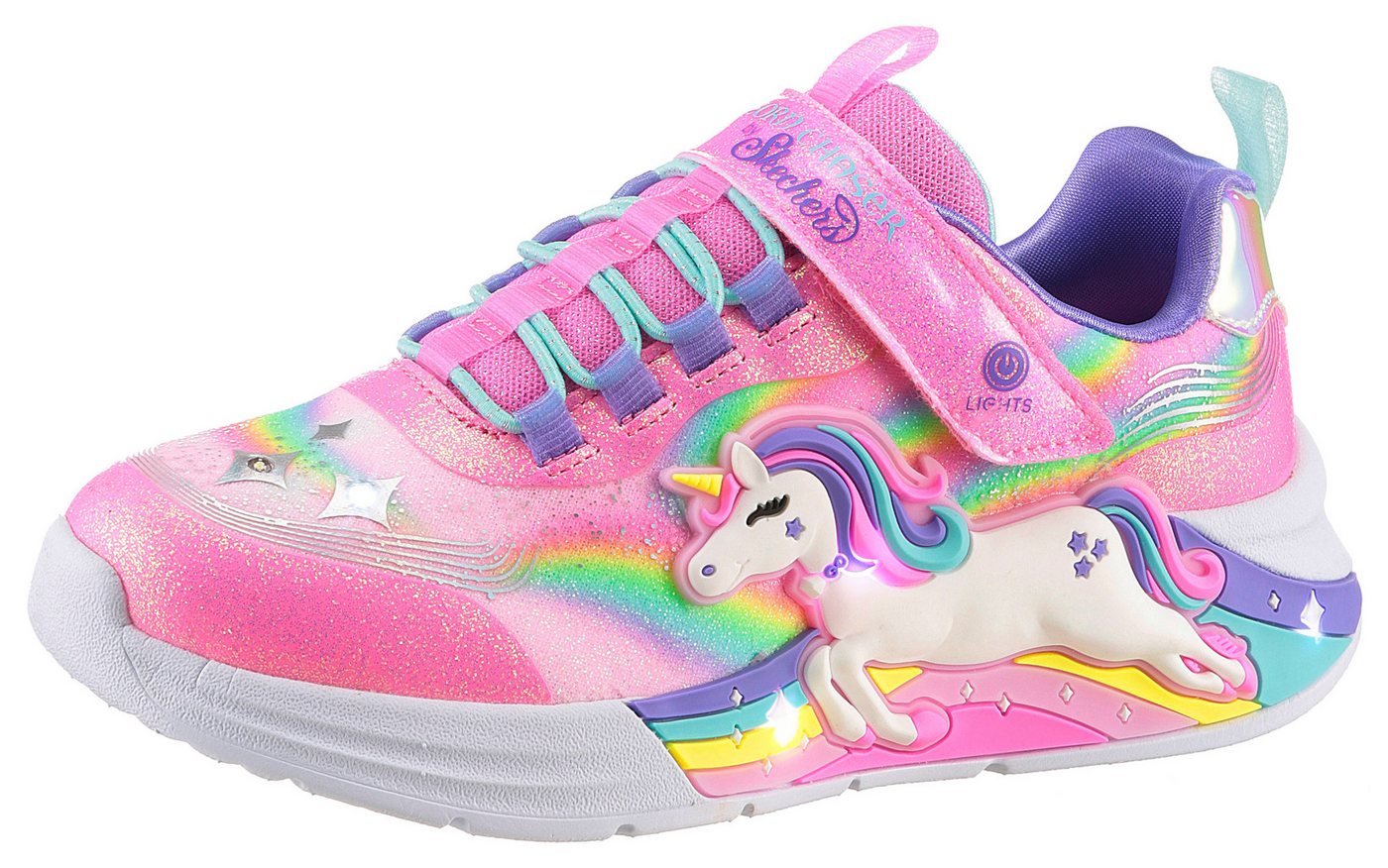 Skechers UNICORN CHASER Sneaker Glitzer,-Blinkschuh zum Schlupfen, Größenschablone zum Download