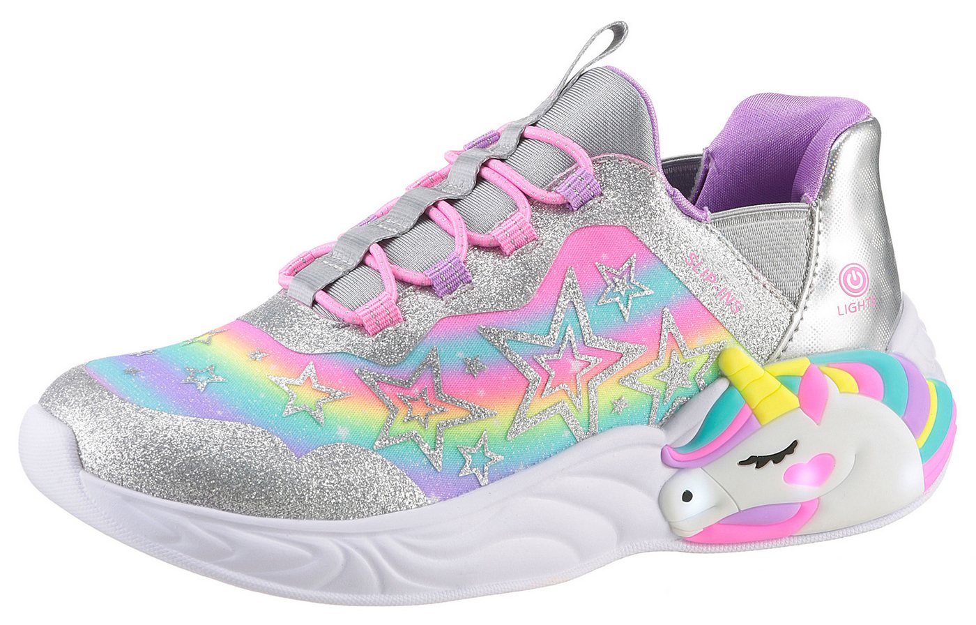 Skechers UNICORN DREAMS LIGHTS Slip-On Sneaker, Glitzer,-Blinkschuh zum Schlupfen, Größenschablone zum Download
