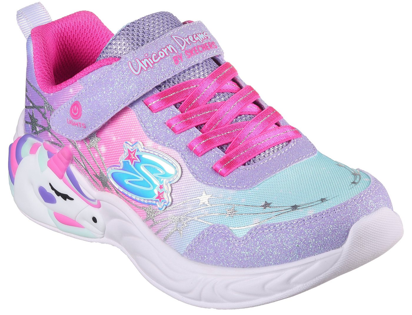 Skechers UNICORN DREAMS Sneaker Blinkschuh, Klettschuh, Kinderschuh mit Gummizug und Klettriegel