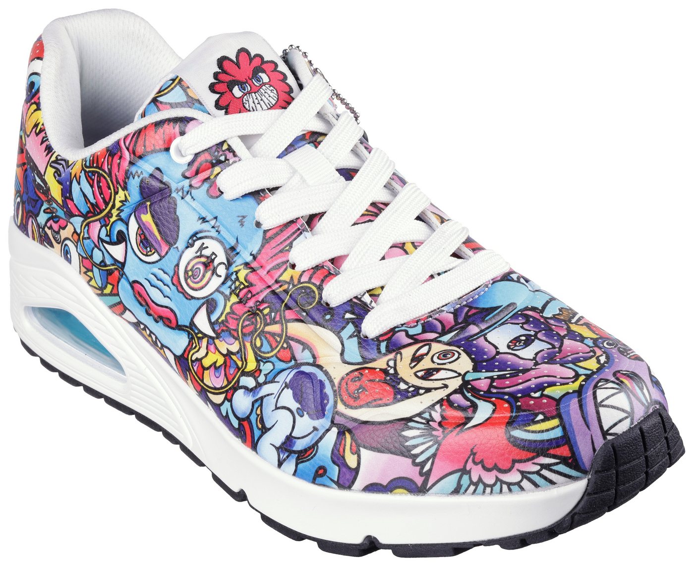Skechers UNO - COLOR DOODLE Sneaker Keilsneaker, Schnürschuh, Retro Sneaker mit einzigartigem Print