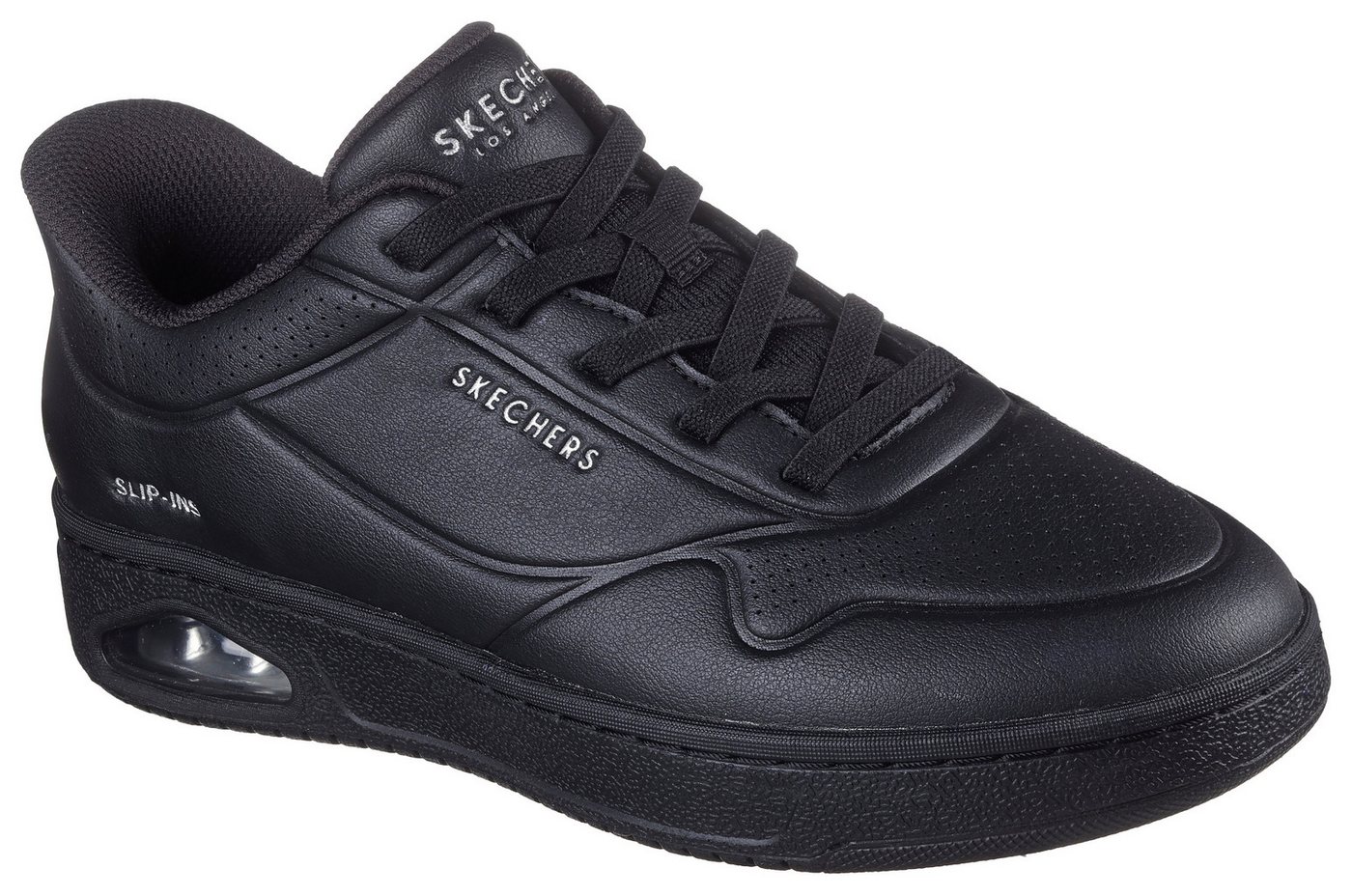 Skechers UNO CTL Slip-On Sneaker Freizeitschuh, Schnürschuh mit elastischen Schnürsenkeln (schwarz)