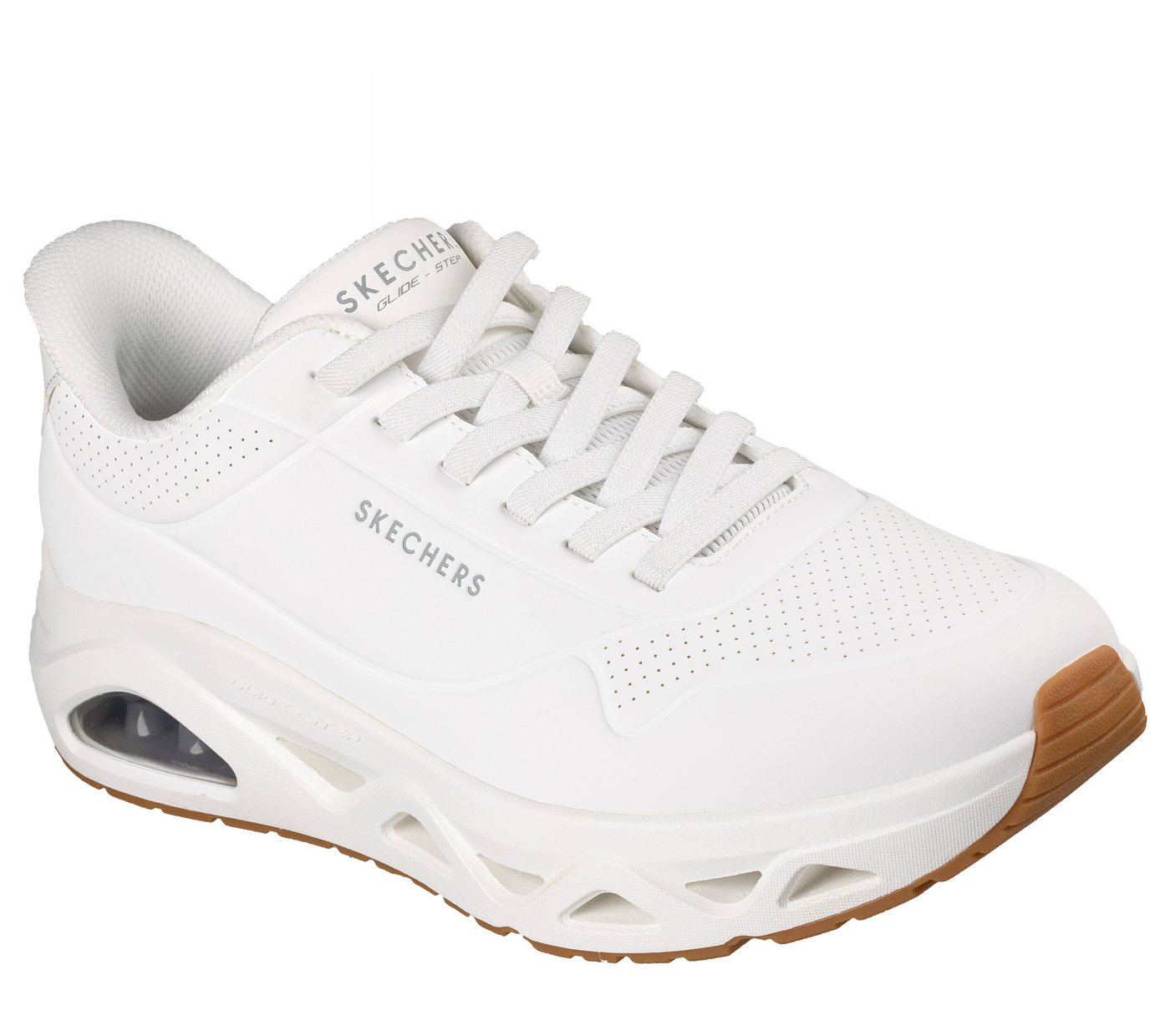 Skechers UNO GLIDE-STEP-GLIDE ON AIR Slip-On Sneaker Schnürschuh, Freizeitschuh mit Handsfree Slip-Ins Technologie (weiß)
