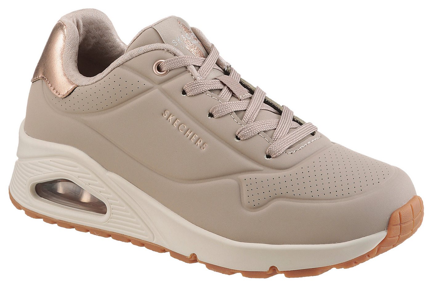 Skechers UNO GOLDEN AIR Sneaker Freizeitschuh, Halbschuh, Schnürschuh mit Metallic-Einsatz (braun)