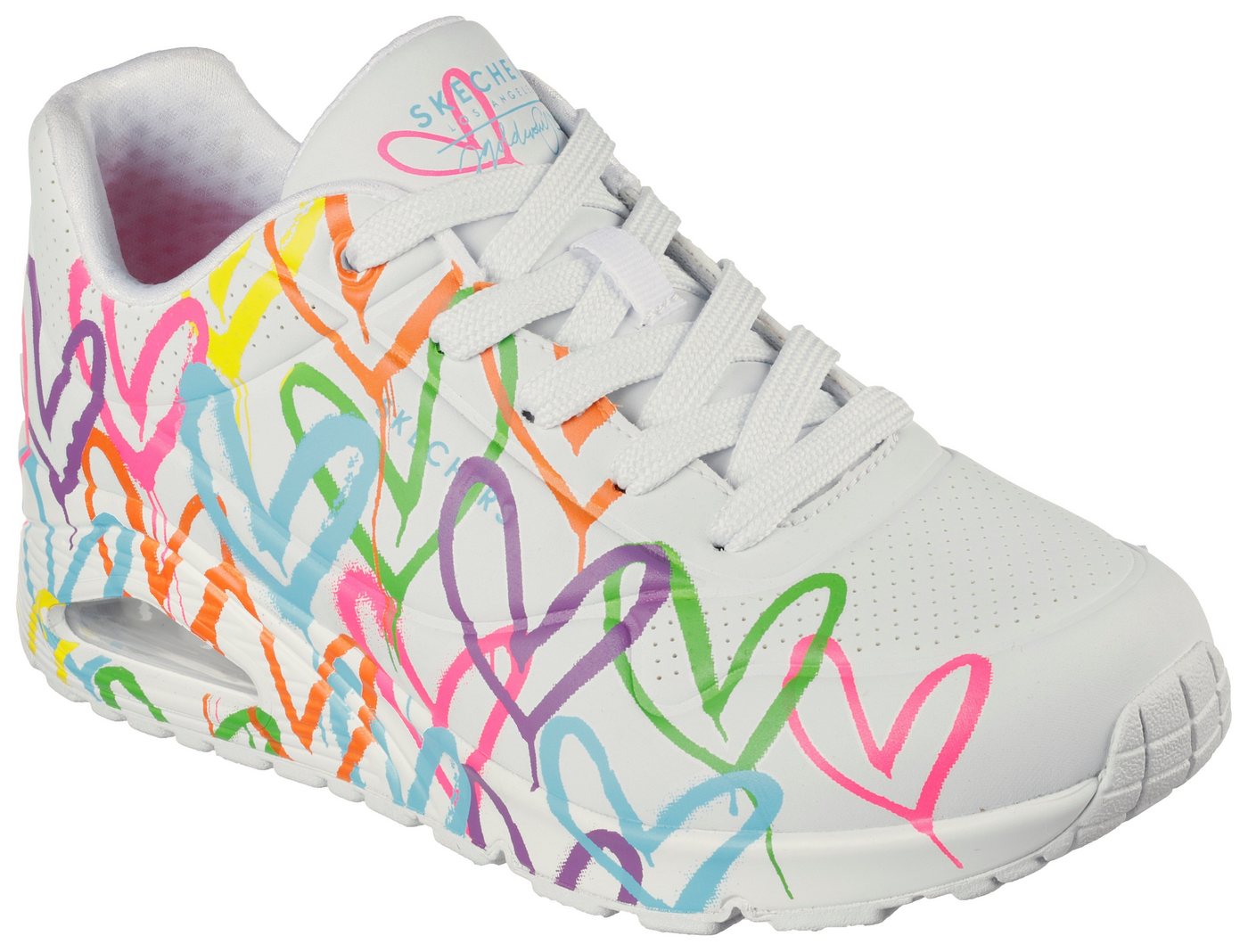 Skechers UNO - HIGHLIGHT LOVE Sneaker, Freizeitschuh, Halbschuh, Schnürschuh mit Herzchen-Print
