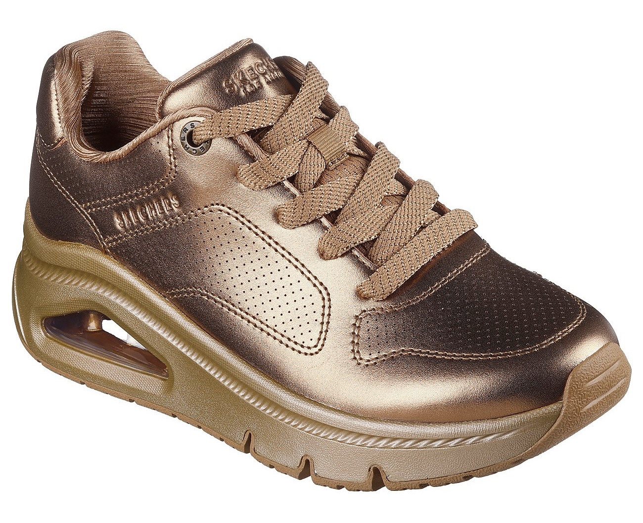 Skechers UNO ICON - LUSTROUS AIR Sneaker Keilsneaker, Plateausneaker, Schnürschuh im Metallic Look (bronzefarben)