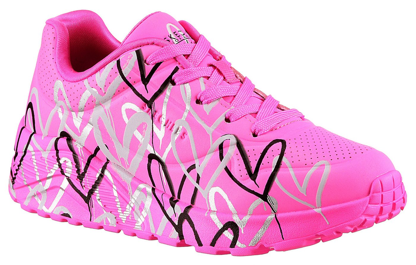 Skechers UNO LITE-METALLIC LOVE Sneaker, Keil,-Schnürschuh, Skech-Air Funktion, Größenschablone zum Download (rosa/bunt)