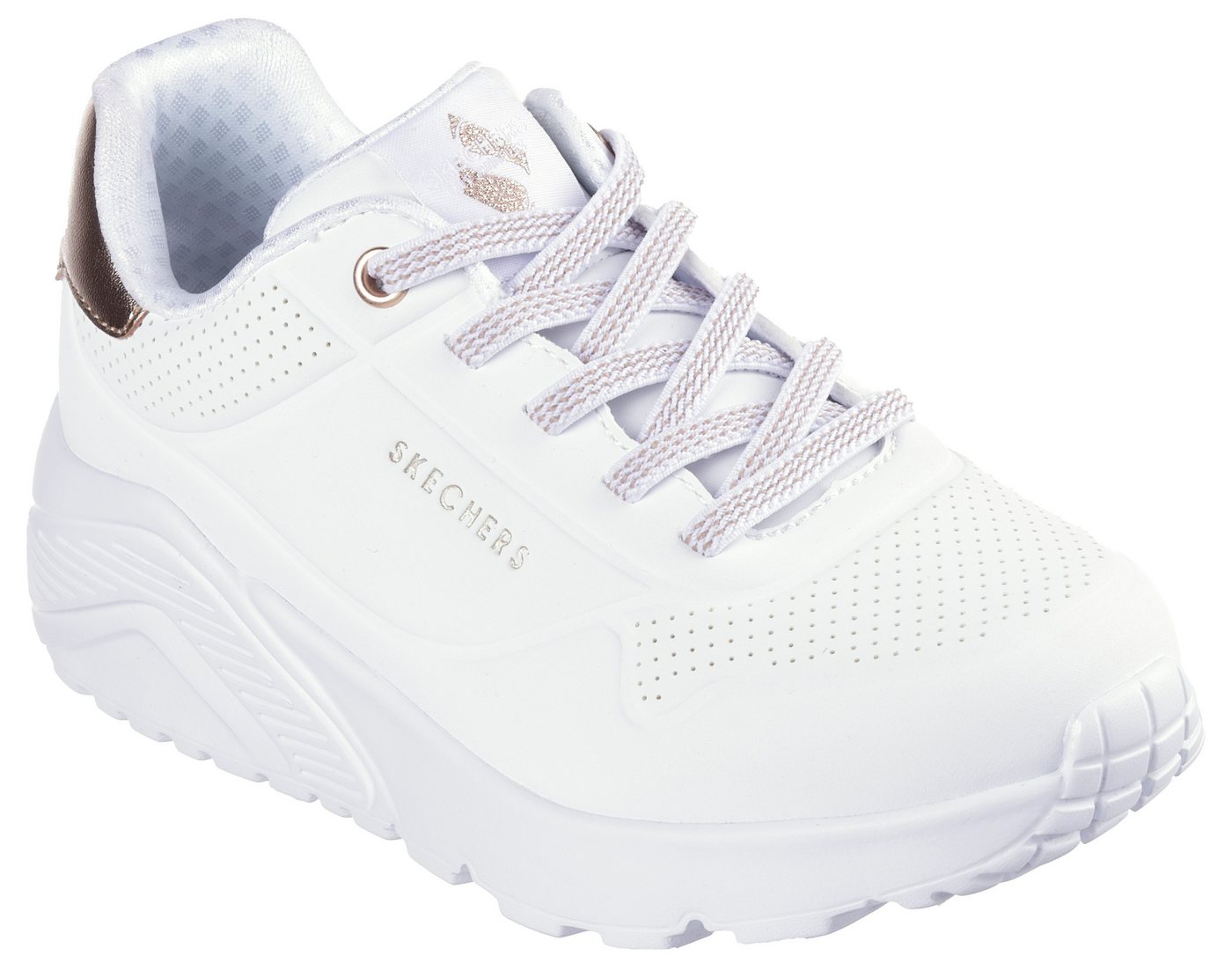 Skechers UNO LITE Slip-On Sneaker, Freizeitschuh, Halbschuh, Slipper mit metallic Fersenpatch