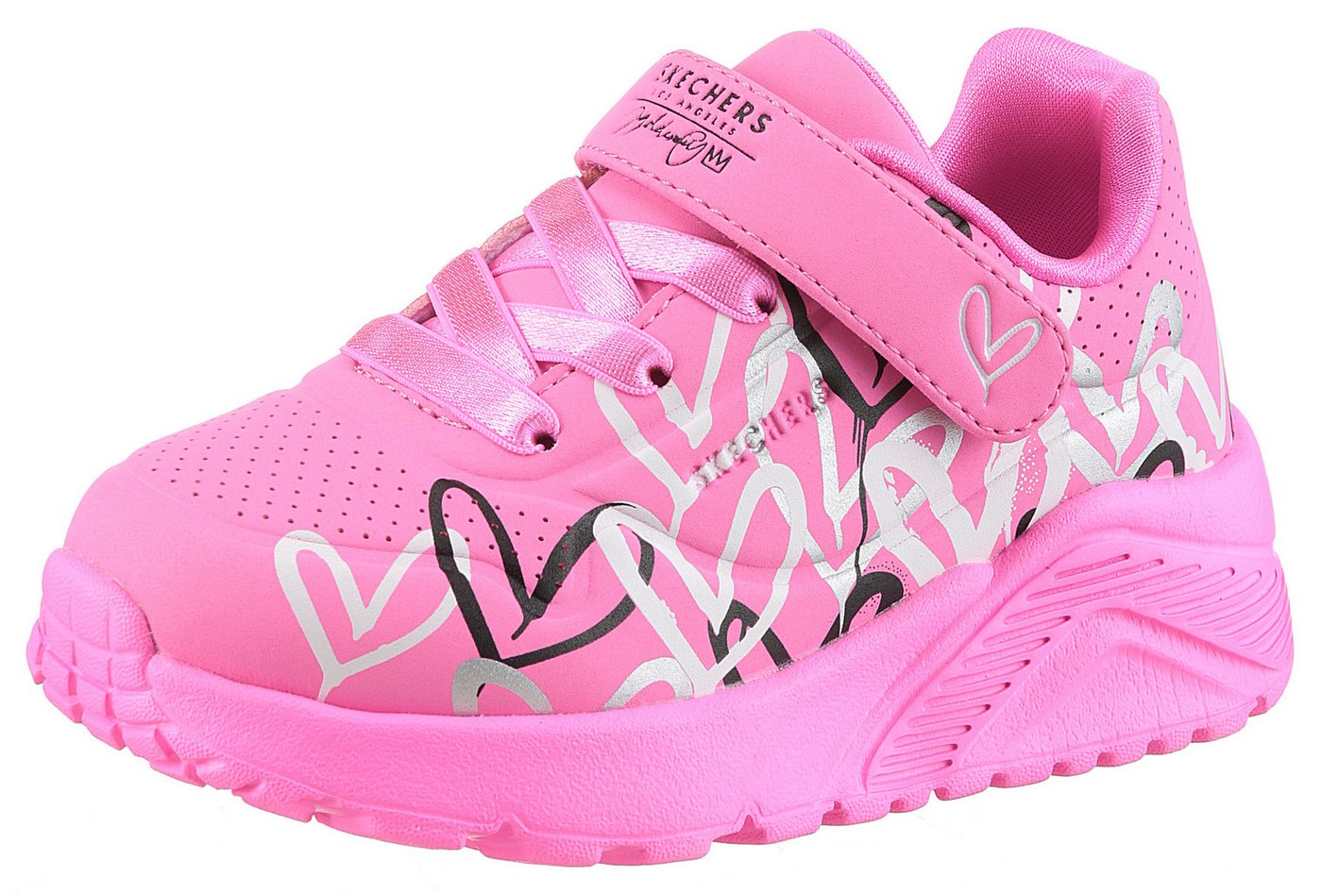 Skechers UNO LITE Sneaker Klettschuh mit bunten Herzen, Größenschablone zum Download (rosa)