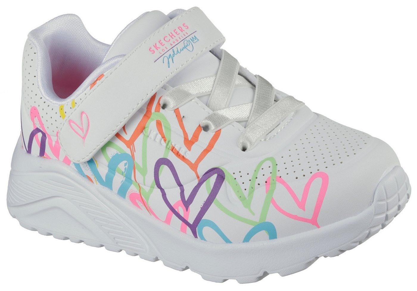 Skechers UNO LITE Sneaker Klettschuh mit bunten Herzen, Größenschablone zum Download (weiß)