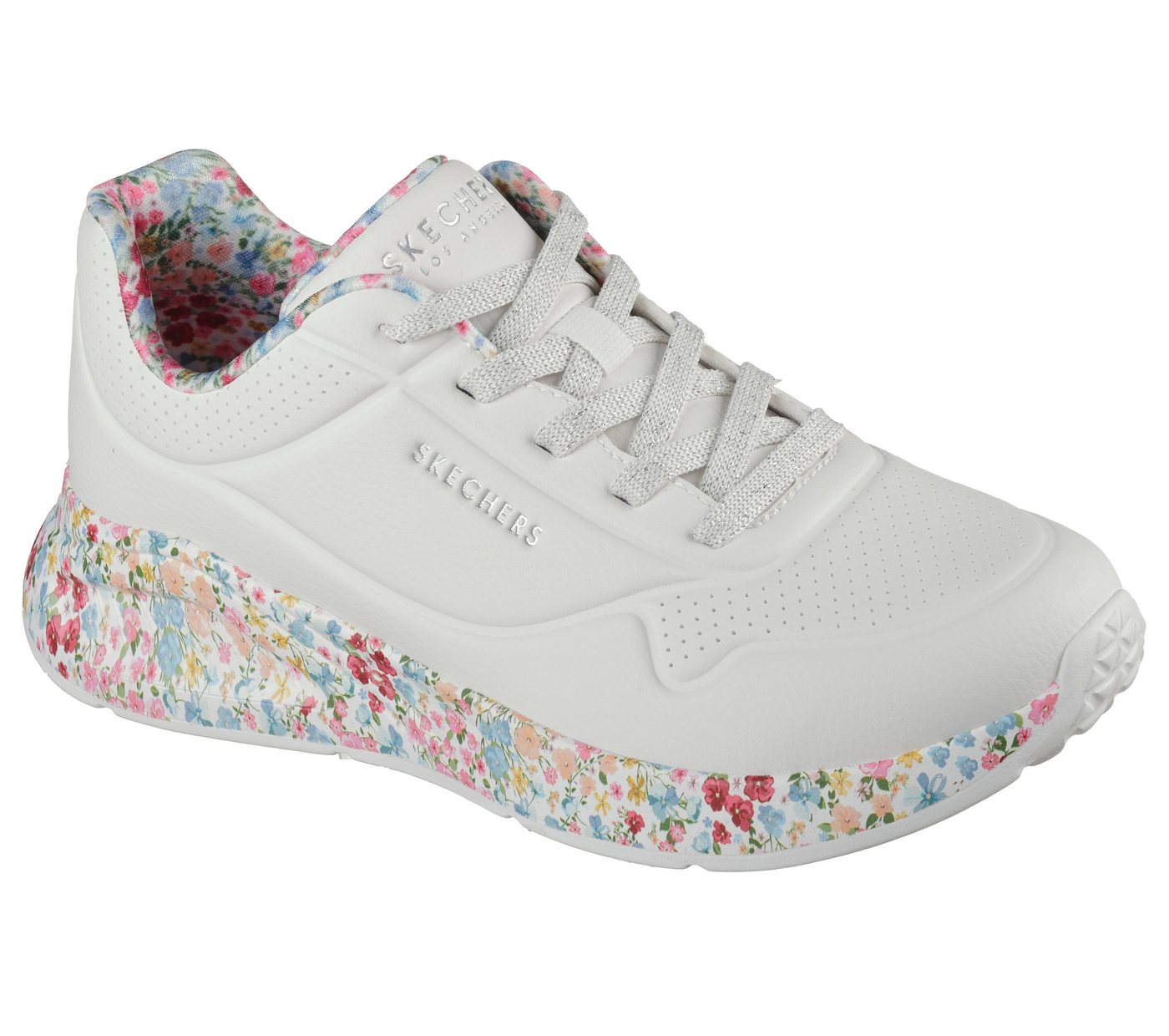 Skechers UNO LITE-SUBTLE PRINTS Sneaker Halbschuh, Schnürschuh, Freizeitschuh mit gemusterter Sohle (weiß)
