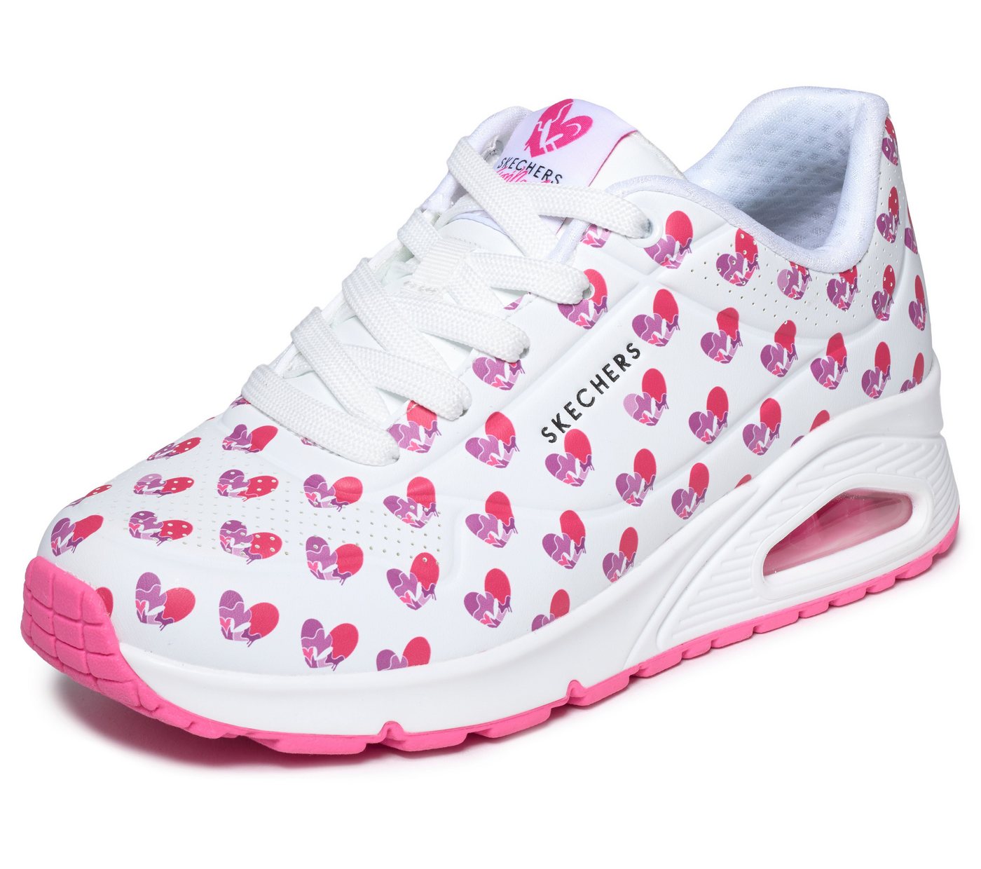 Skechers UNO-LIVE COLORFULLY Sneaker Freizeitsneaker, Schnürschuh mit allover Herzen-Print