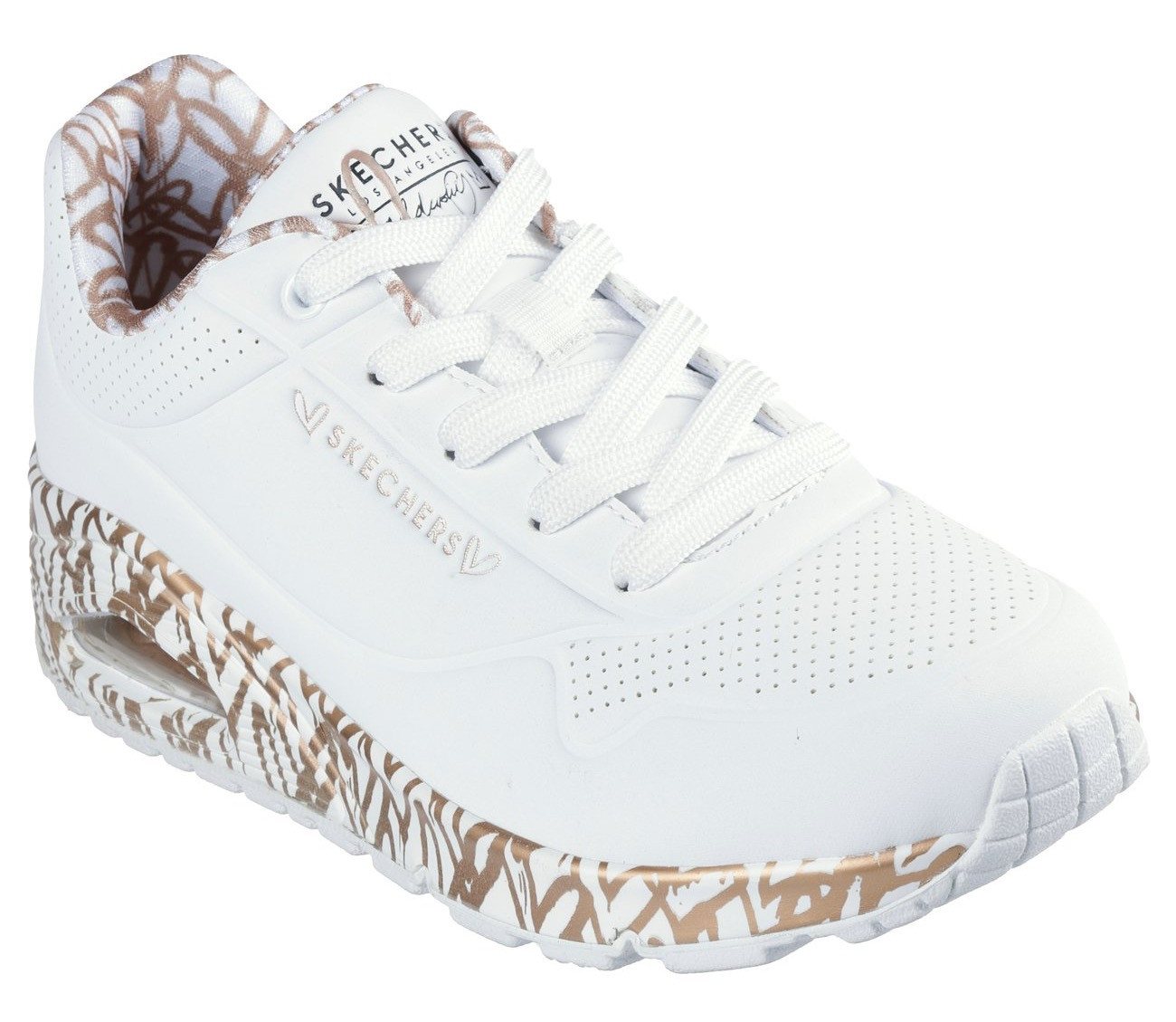 Skechers UNO LOVING LOVE Sneaker Freizeitschuh, Halbschuh, Schnürschuh mit Luftkammersohle (gold/weiß)