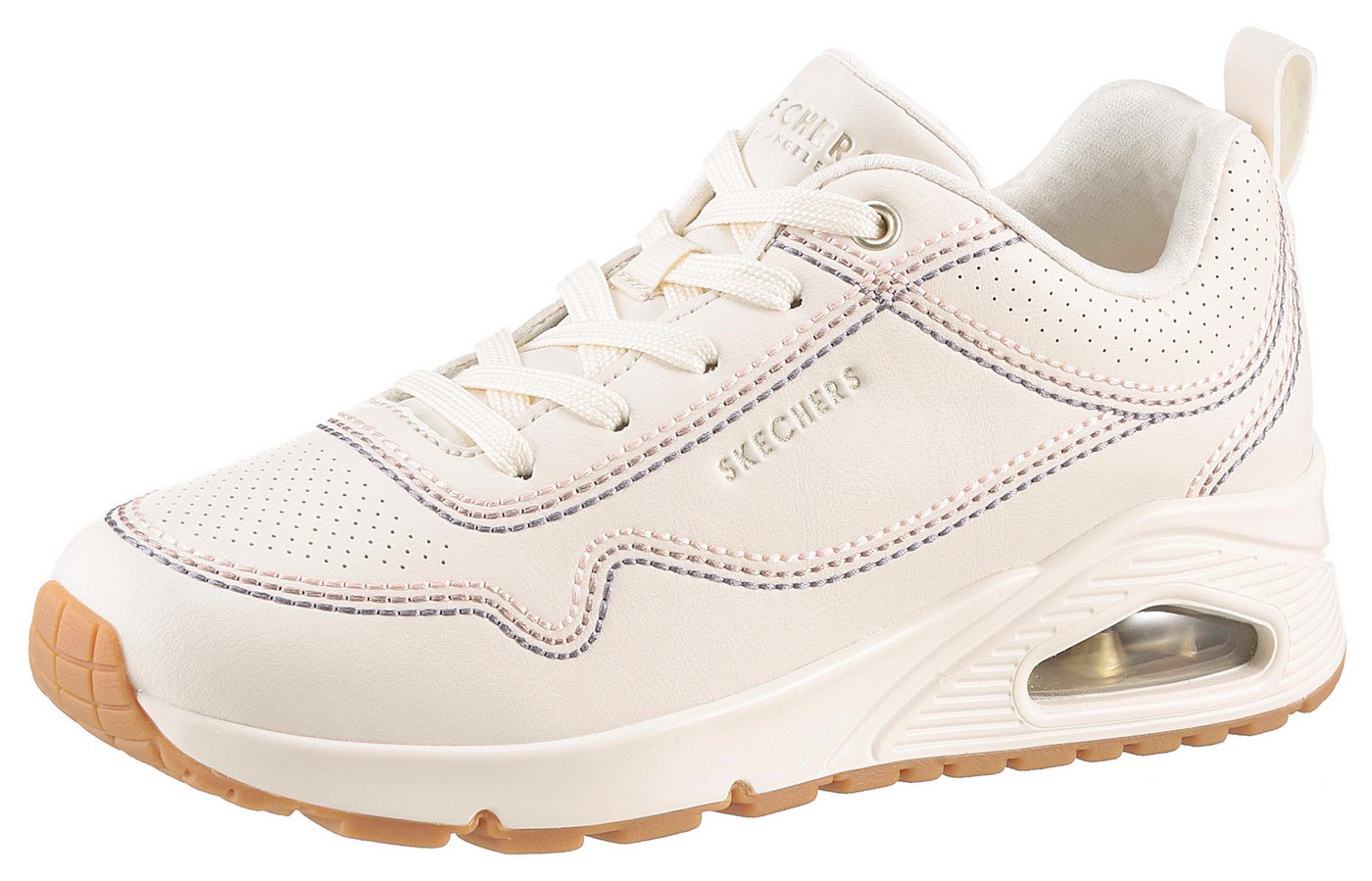 Skechers UNO-LUXURIOUS STITCHES Sneaker, Keilsneaker, Plateausneaker mit Skech-Air Funktion (weiß/beige)