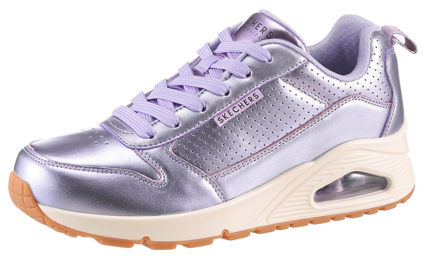 Skechers UNO-METALLIXS Sneaker, Keilsneaker, Plateausneaker, Schnürschuh, Halbschuh im Metallic-Look
