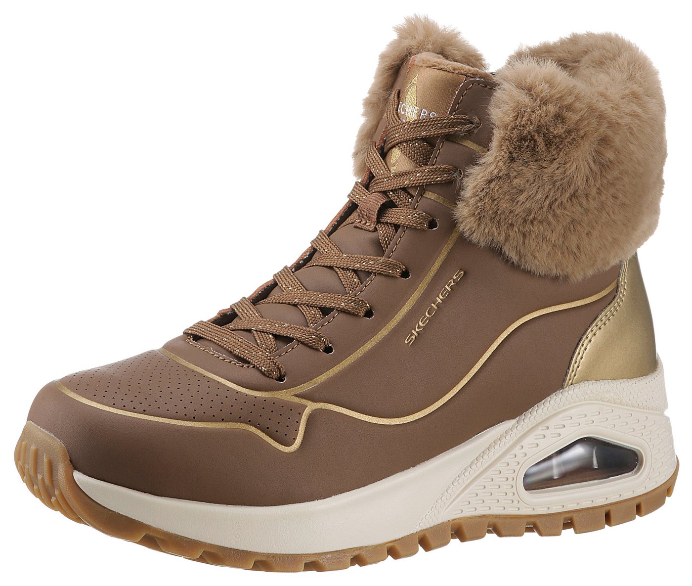Skechers UNO RUGGED Keilsneaker Sneaker, Keilsneaker, Winterboots mit hochwertiger Dämpfung (braun/gold)