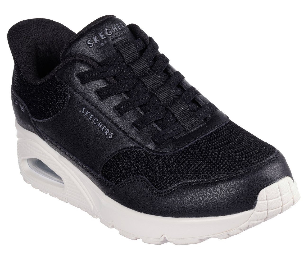 Skechers UNO-SIMPLIFIED SLIP-IN Slip-On Sneaker, Keilsneaker, Slipper mit integrierter Slip-Ins Technologie (schwarz)