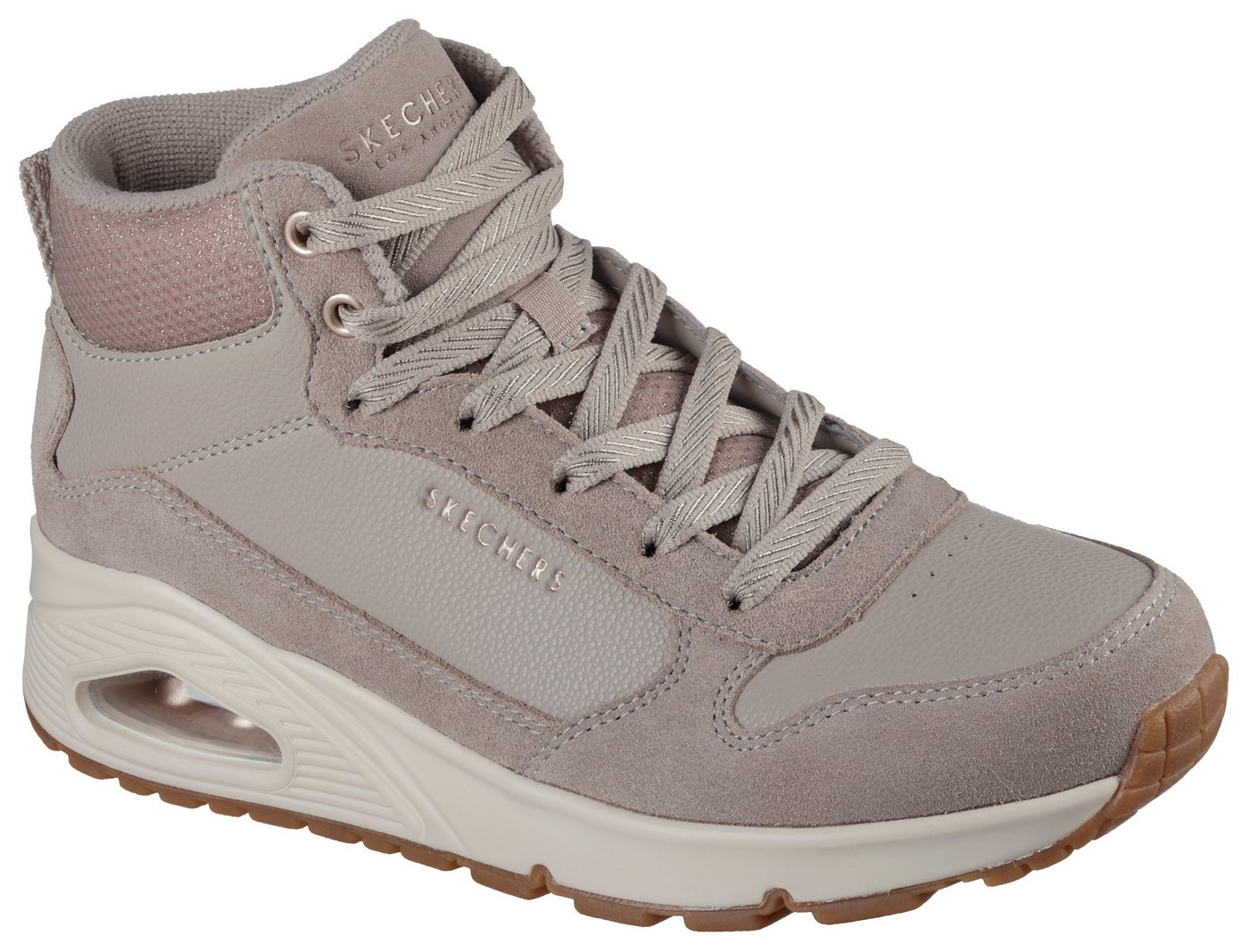 Skechers UNO-STACRE SHINE Keilsneaker High Top Sneaker, Schnürboots mit Luftkammern Sohle (beige)