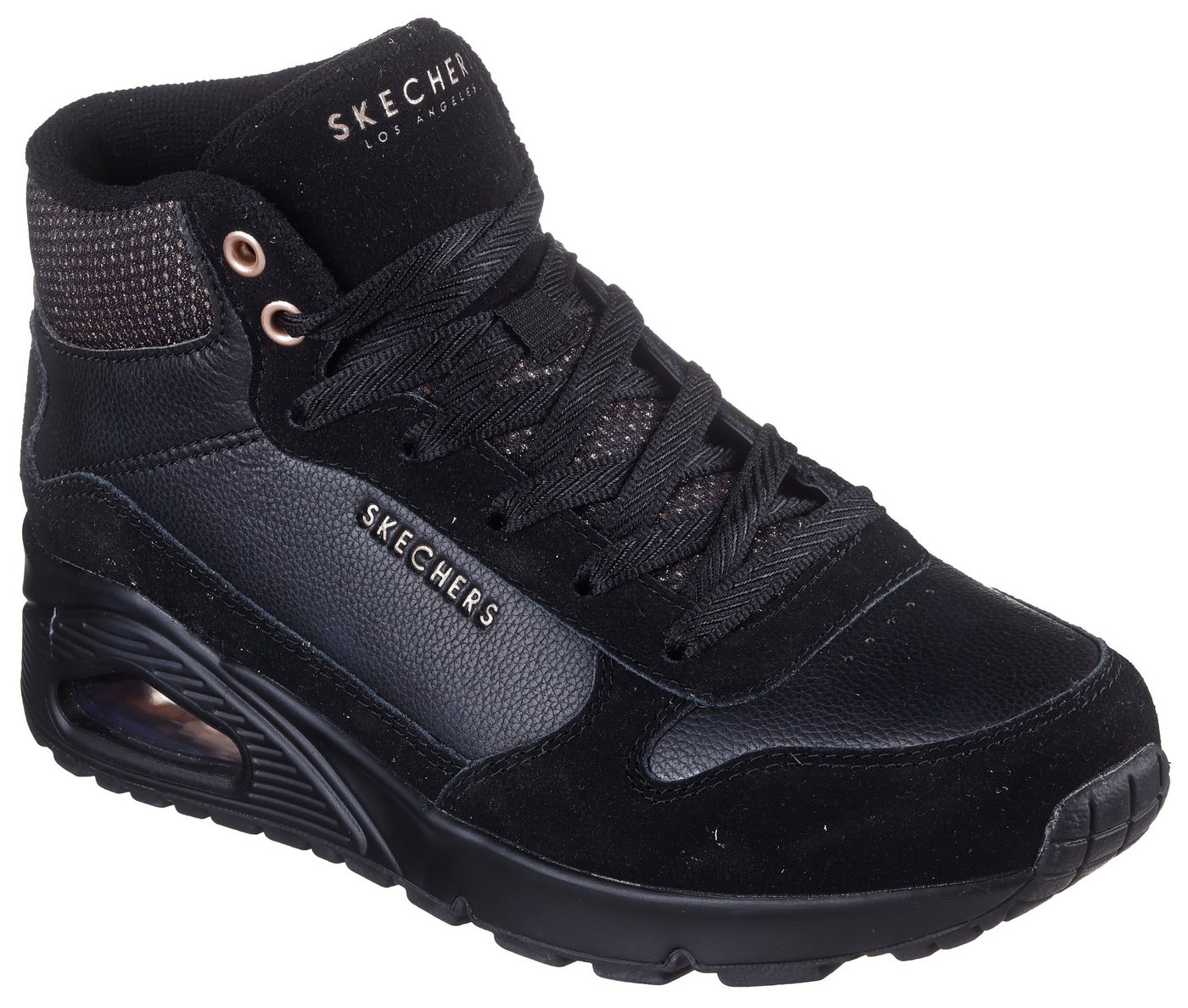 Skechers UNO-STACRE SHINE Keilsneaker High Top Sneaker, Schnürboots mit Luftkammern Sohle (schwarz)