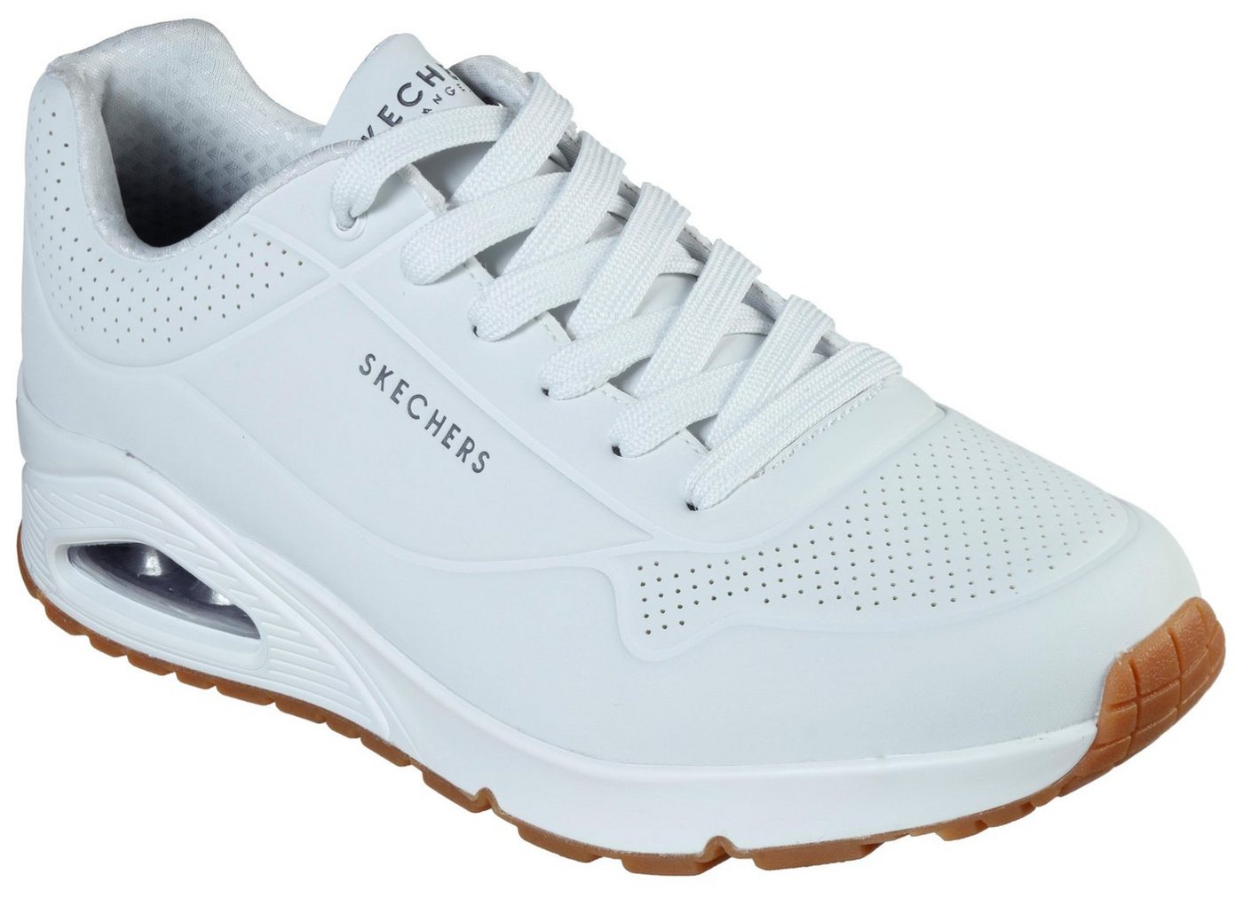 Skechers Uno - Stand on Air Sneaker Freizeitschuh, Halbschuh, Schnürschuh mit Air-Cooled Memory Foam (weiß)