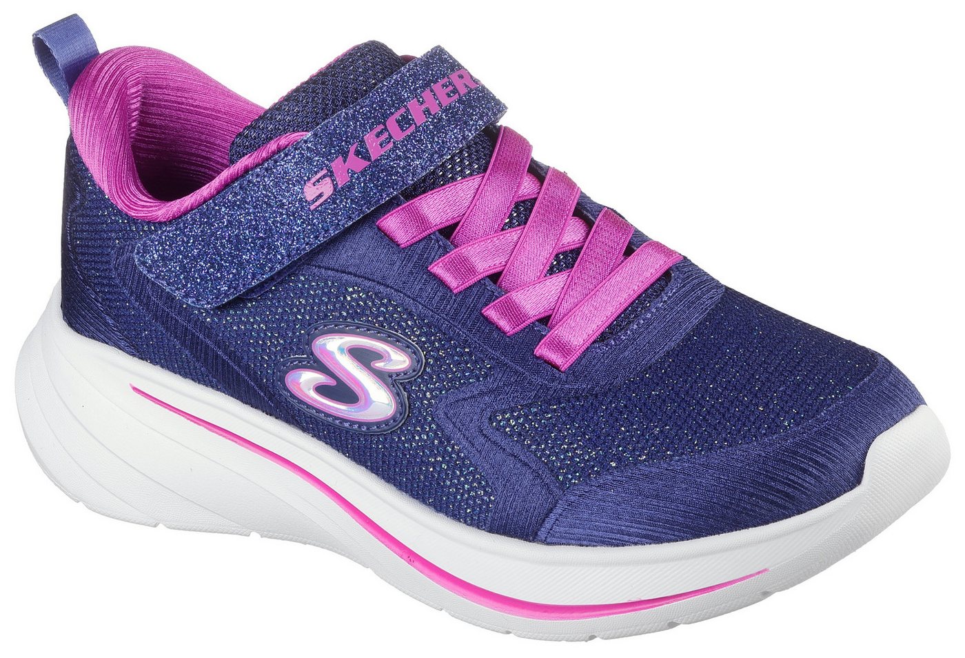 Skechers WAVE 92 Sneaker Freizeitschuh mit Klettverschluss, Größenschablone zum Download (blau/rosa)