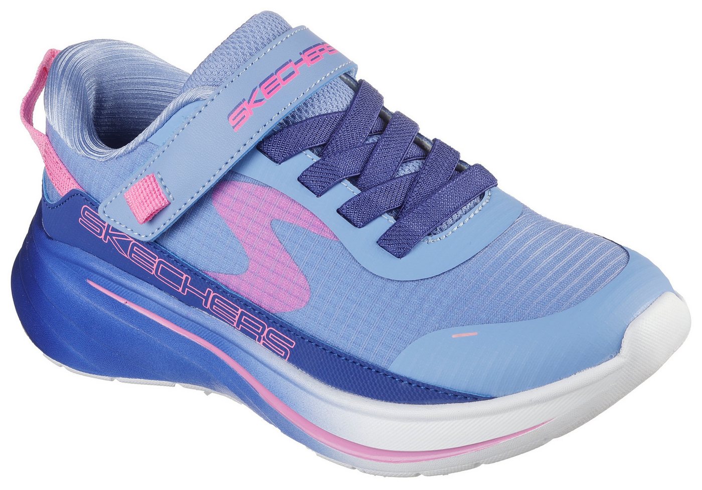 Skechers WAVE 92 Sneaker Halbschuh mit Klettverschluss, Größenschablone zum Download (blau/rosa)