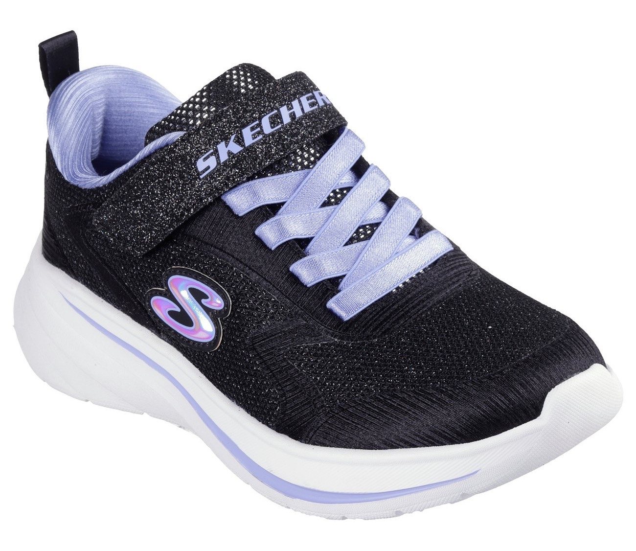 Skechers WAVE 92 Sneaker Schlupfschuh mit Glitzer für Mädchen, Größenschablone zum Download (lila/schwarz)