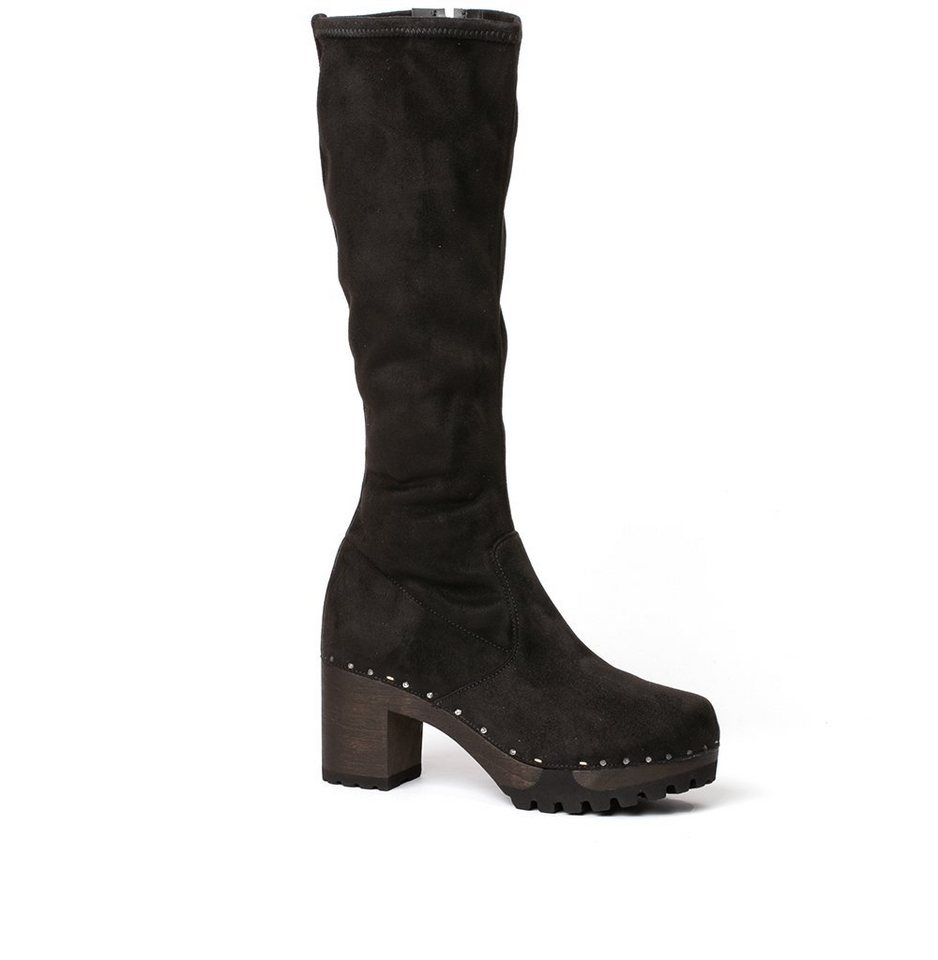 Softclox OLIVERA vegan Velourseffekt schwarz (dunkel), Winter, Holz, Clogs, Stiefel