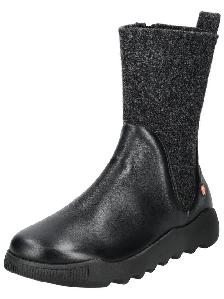 Softinos Stiefel Leder/Textil Stiefel (schwarz)