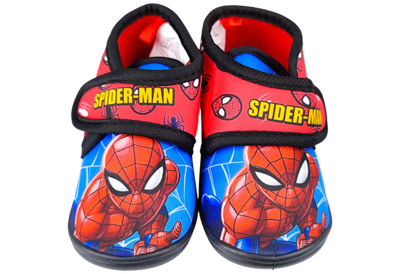 Spiderman Marvel Hausschuh Jungen Pantoffeln mit Klettverschluss Gr. 22-27