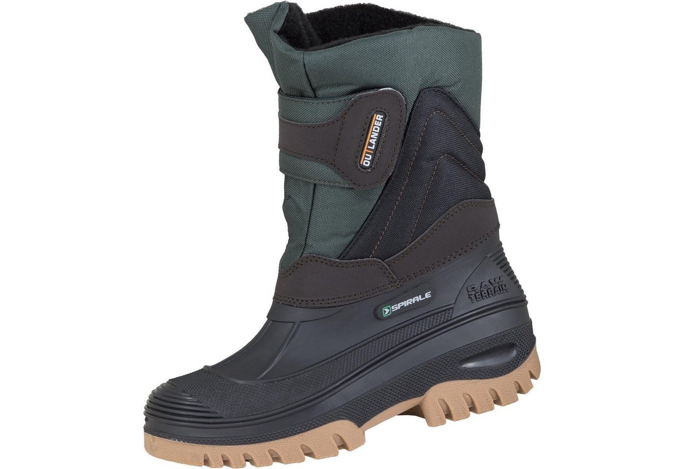 Spirale Lander Stiefel schwarz/oliv gefüttert Gummistiefel