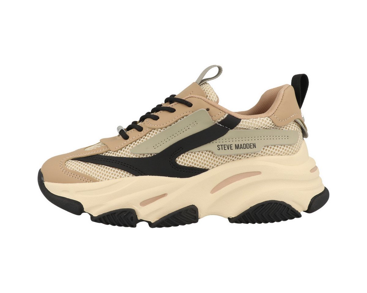 Steve Madden Possession-E Damen Sneaker Turnschuhe, Sportschuhe, Freizeitschuhe, Halbschuhe, Schnürschuhe (beige/braun)