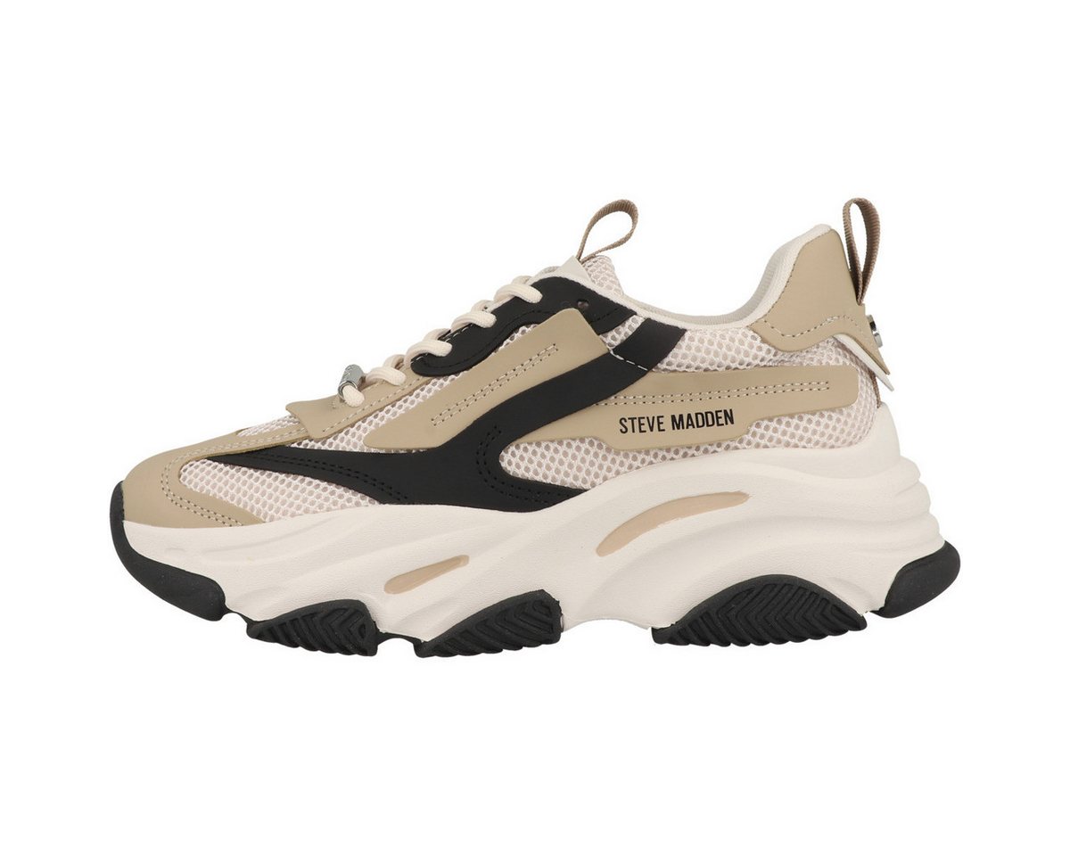 Steve Madden Possession-E Damen Sneaker Turnschuhe, Sportschuhe, Freizeitschuhe, Halbschuhe, Schnürschuhe (beige/braun)