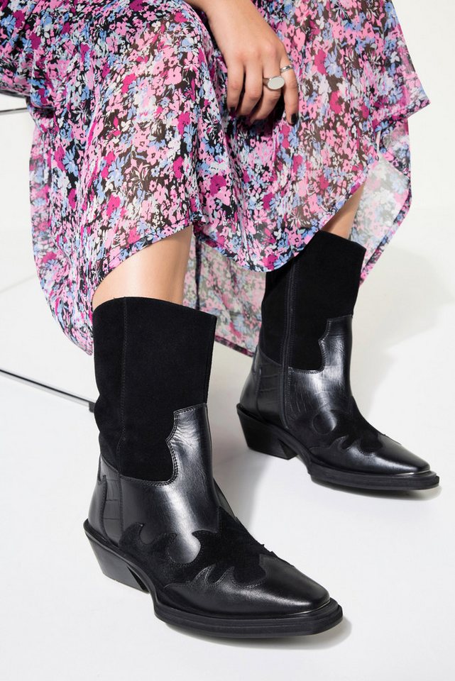 Studio Untold Cowboyboots echtes Leder Croco markante Sohle Stiefel