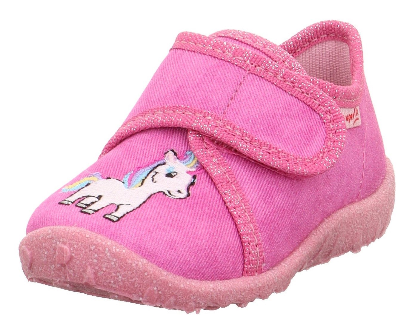 Superfit SPOTTY WMS: Mittel Hausschuh Kindergartenschuh mit Klettverschluss, Größenschablone zum Download (rosa)