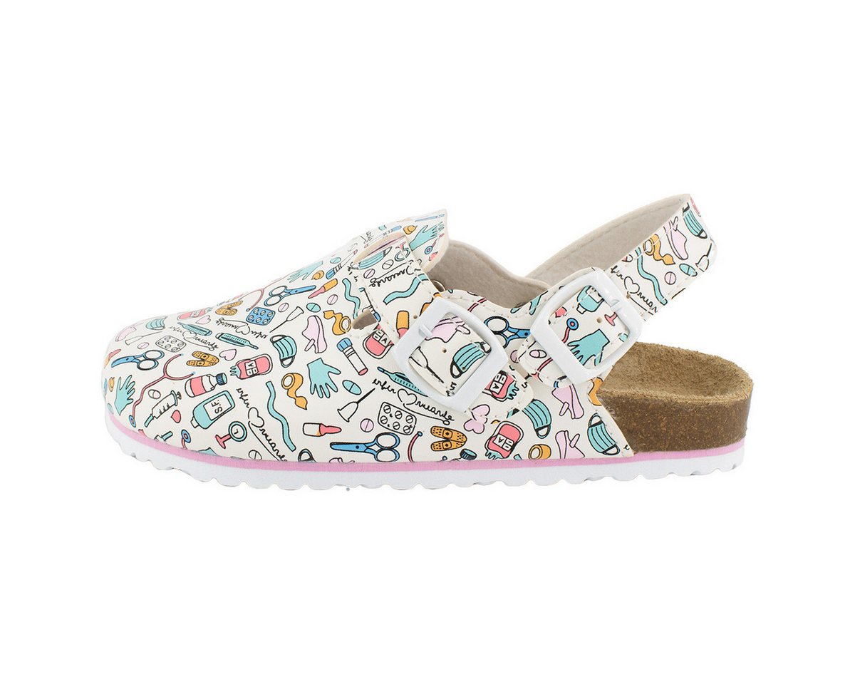 SUPERSOFT Classic Clog (1-tlg) Clogs - Lederdecksohle, Korkfußbett, Schnutzabweisend (weiß)