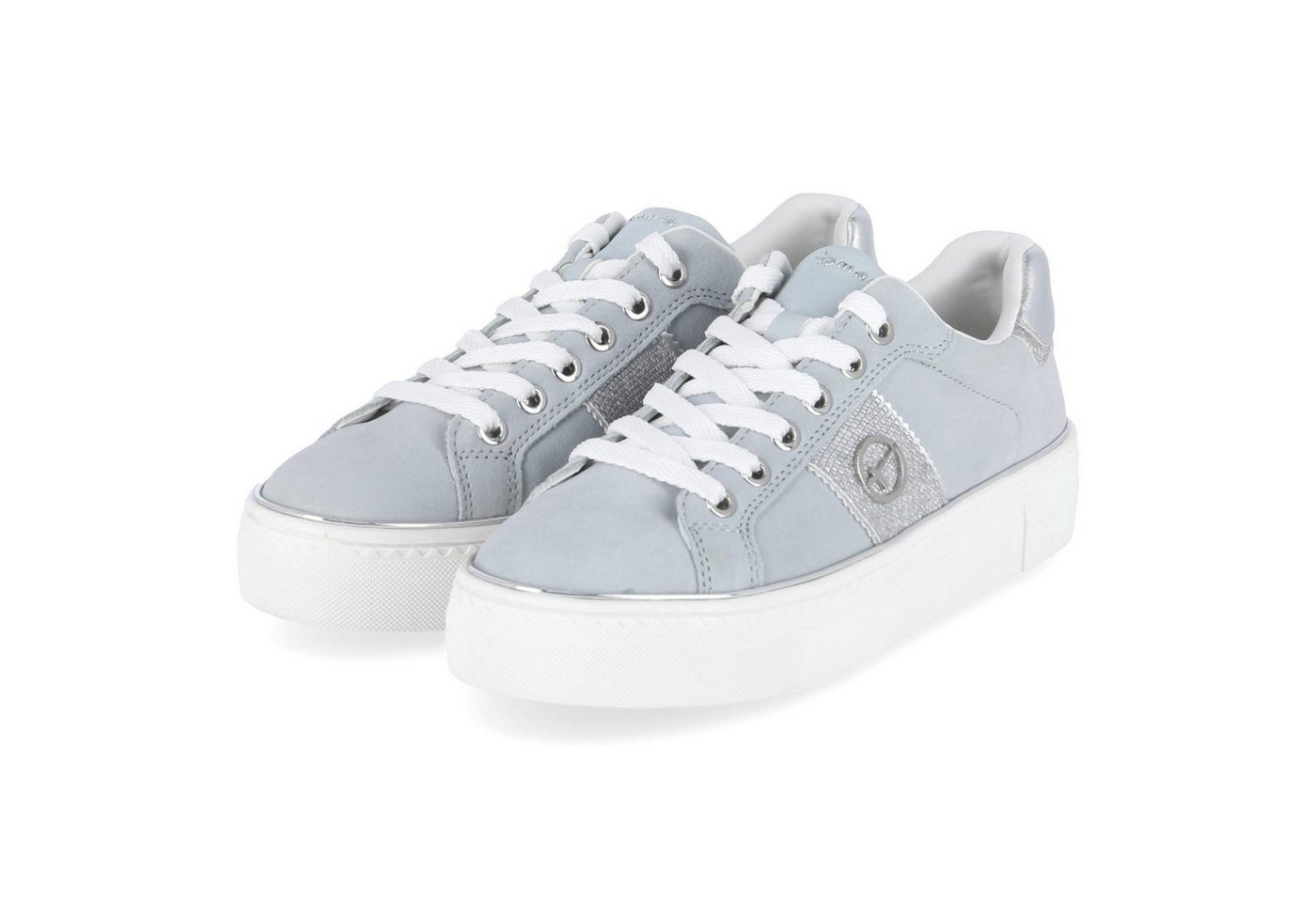 tamaris 1-23724-42-883 Damen Leder und Synthetik hellblau Schnürschuh