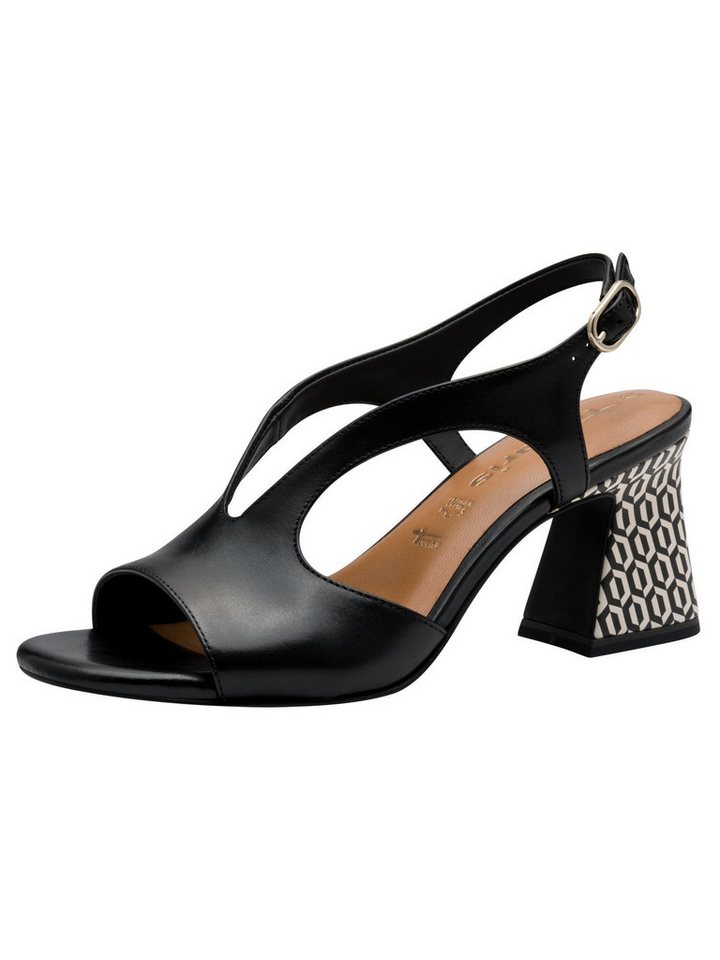 tamaris ANTIshokk, ANTIslide aus Leder Blockabsatz Sandalette ANTIshokk